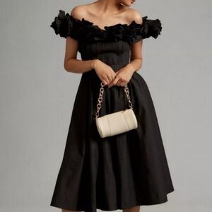 Anthropologie Maeve Ruffled-Neckline Pleated Dress